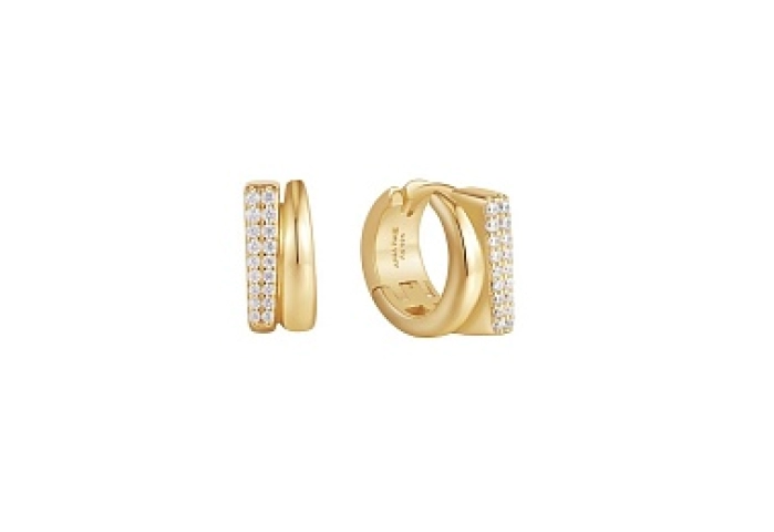 Gold Pavé Double Huggie Hoop Earrings