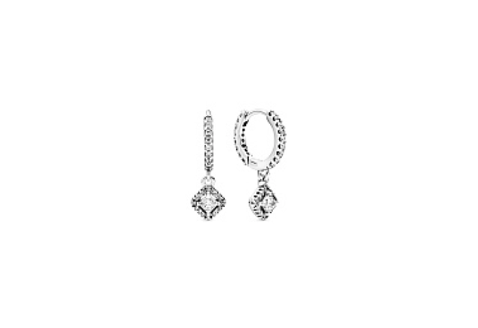 Sterling silver hoop earrings with clear cubic zir