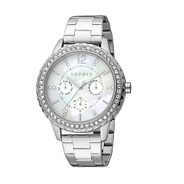 ESPRIT Women Watch, Silver Color Case, White MOP D