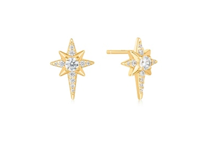 Gold Eight-Pointed Star Stud Earrings