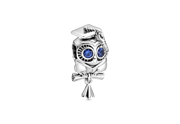 Graduation owl sterling silver charm with stellar 