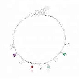 SILVER BRACELET 5 GEMSTONES MOTIFS