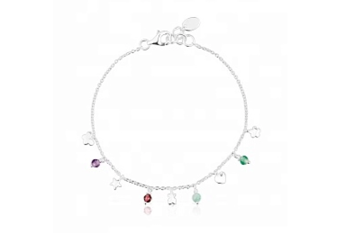 SILVER BRACELET 5 GEMSTONES MOTIFS