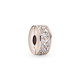 PANDORA Rose clip with clear cubic zirconia and si
