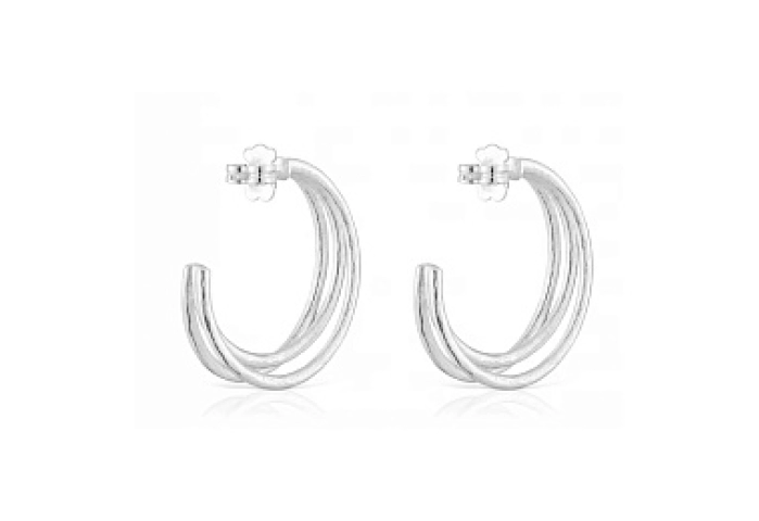 SILVER TRIPLE HOOP  EARRINGS 35MM