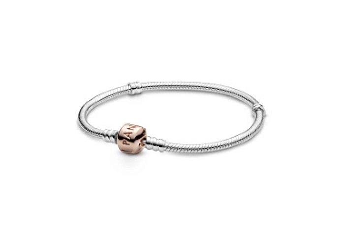 Silver bracelet with Pandora Rose clasp