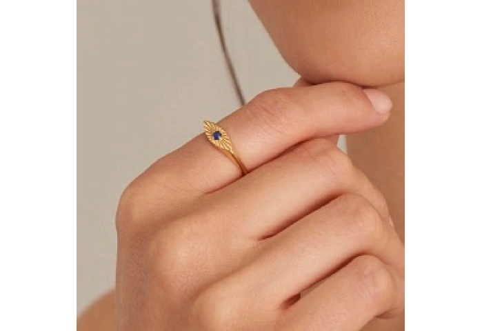 Lapis Evil Eye Adjustable Ring