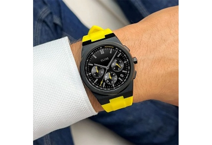 Vigoureux Chrono Watch Silicone Yellow, Black Colo