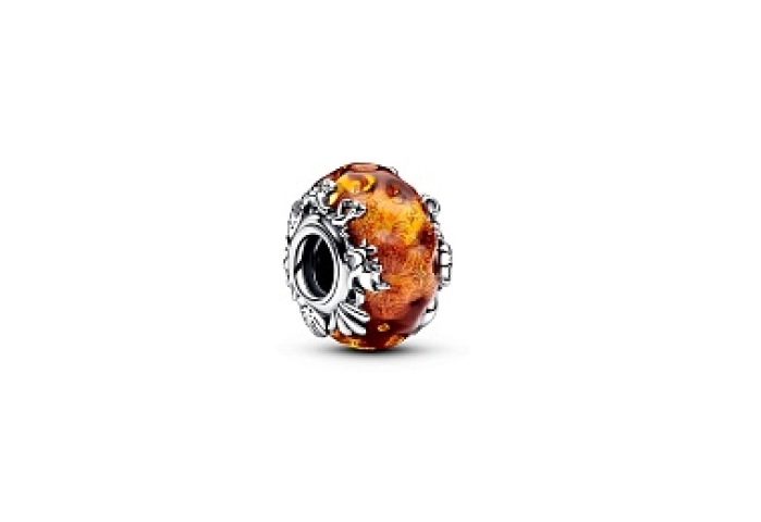 Disney The Lion King sterling silver charm with glitter aventurine and burnt orange Murano glass