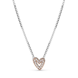 Heart 14k rose gold-plated and sterling silver col