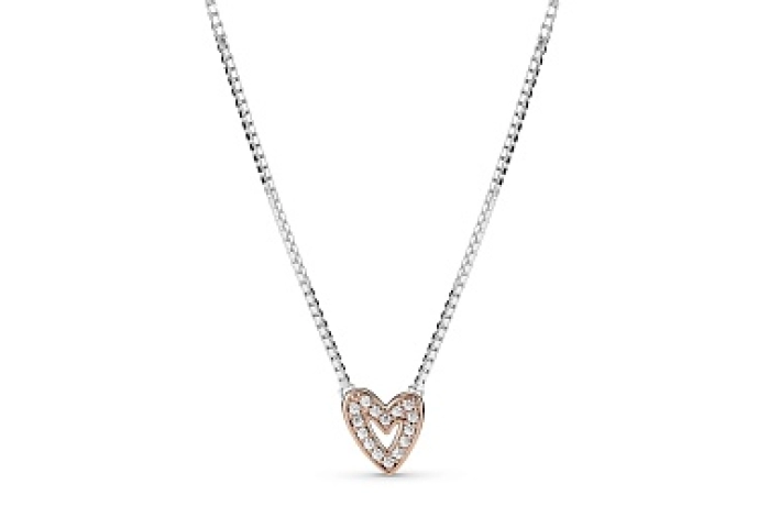 Heart 14k rose gold-plated and sterling silver col
