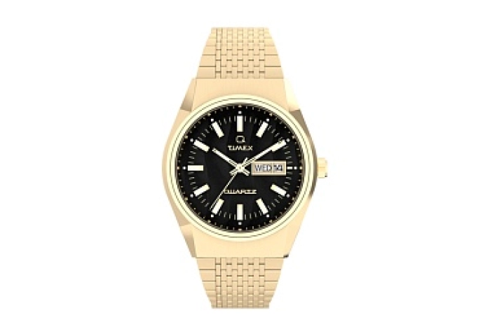 Q Falcon Eye Gold Tone Black Dial