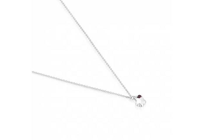SILVER CHOKER RHODOLITE GEMSTONE 45CM