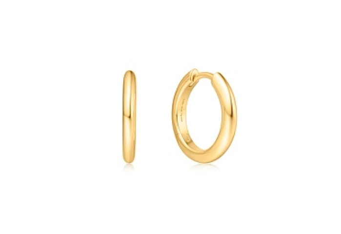 Gold Tube Small Huggie Hoop Earrings