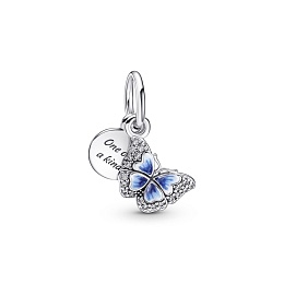 Butterfly sterling silver dangle with clear cubic 