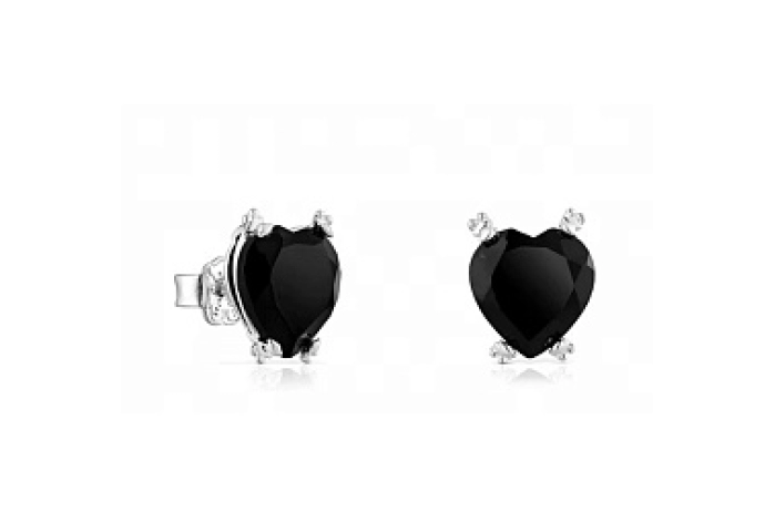 SILVER EARRINGS ONIX 10MM