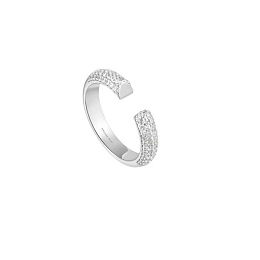 Silver Pavé Adjustable Ring