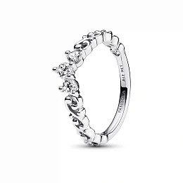 Regal tiara sterling silver ring with clear cubic 