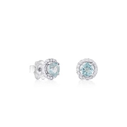 18KT GOLD EARRINGS 0,08CT DIAMOND TOPAZ