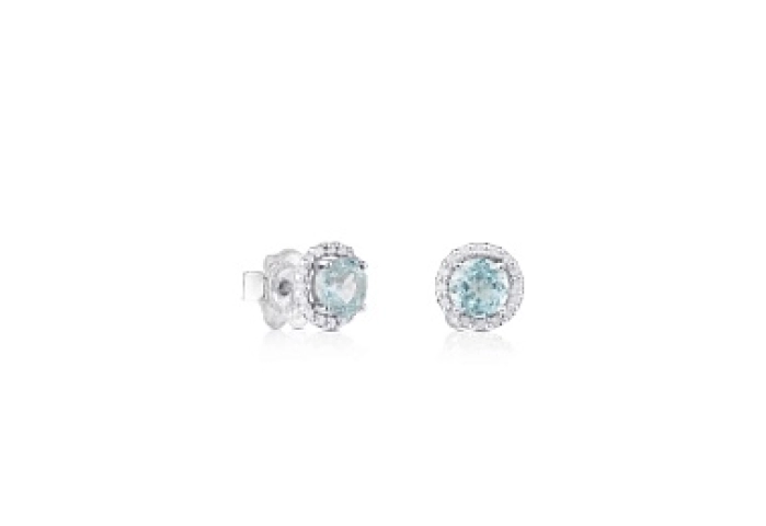 18KT GOLD EARRINGS 0,08CT DIAMOND TOPAZ
