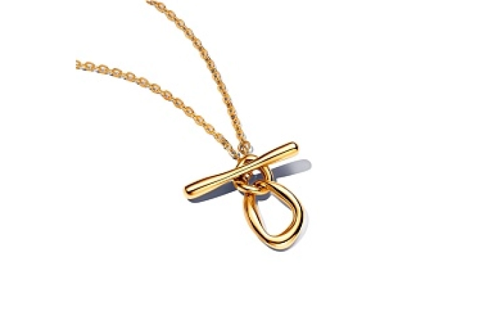 14k Gold-plated T-bar necklace