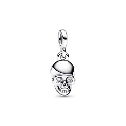 Skull sterling silver mini dangle with clear cubic zirconia