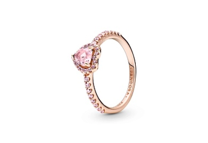 Heart 14k rose gold-plated ring with orchid pink c