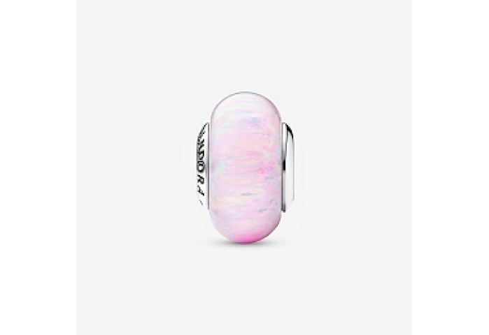 Sterling silver charm with pink lab-created opal