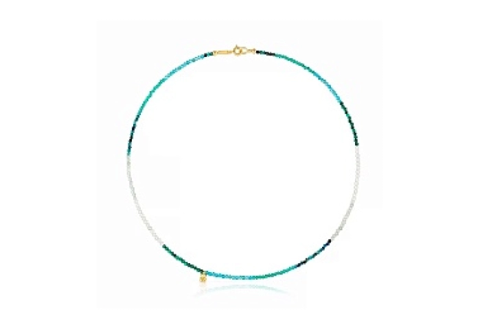 SILVER GOLD PLATED CHOKER MULTI GEMS GREEN
