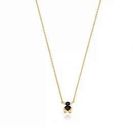 SILVER GOLD PLATED CHOKER ONYX BEAR 45CM