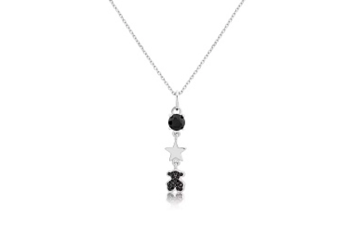 SILVER GOLD PLATED PENDANT ONYX SPINELS CHAIN