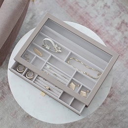 Taupe Supersize Ring Bracelet Drawer With Glass Li