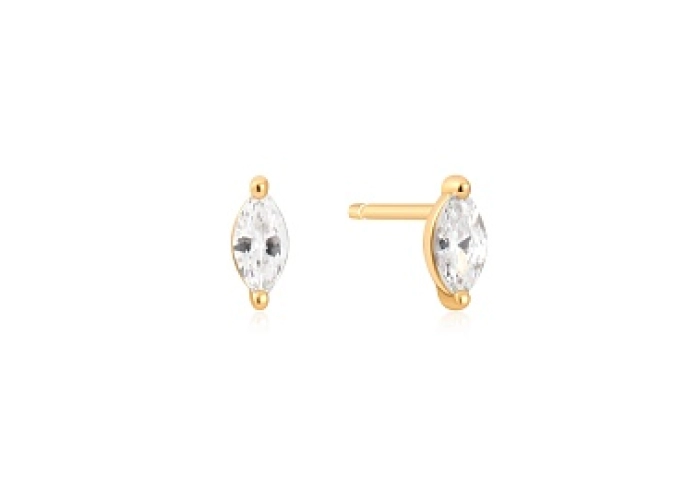 Gold Marquise Solitaire Studs
