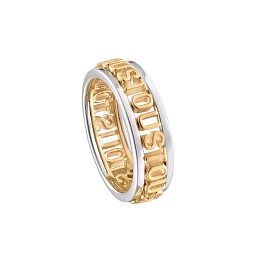 SILVER GOLD PLATED RING BICOLOR LOGO N14