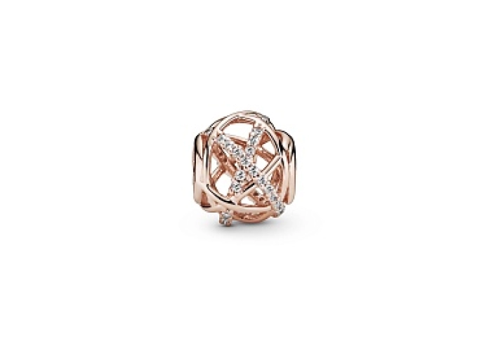 Openwork abstract 14k rose gold-plated charm with 