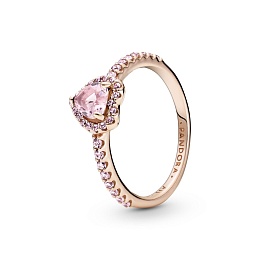 Heart 14k rose  gold-plated ring with orchid pink crystal and fancy fairy tale pink cubic zirconia 