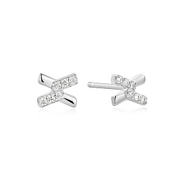 Silver Cross Cubic Zirconia Studs