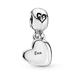 Mother and son splitable silver dangle with black enamel/Серебряная подвеска-шарм с черной эмалью