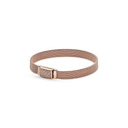 Flat mesh chain Pandora Rose bracelet with clear cubic zirconia /589358C01-15