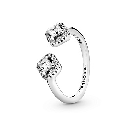 Sterling silver open ring with clear cubic zirconi