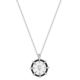 Silver Sparkle Point Medallion Necklace