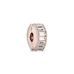 PANDORA Rose clip with clear cubic zirconiaand sil