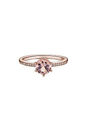 Crown Pandora Rose ring with blush pinkcrystal and