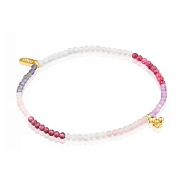 SILVER GOLD PLATED BRACELET MULTI GEMS PINK