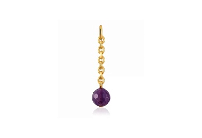 SILVER GOLD PLATED PENDANT AMETHYST 34MM