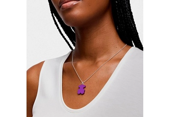 LILAC S.STEEL/SILVER PENDANT BEAR 22MM