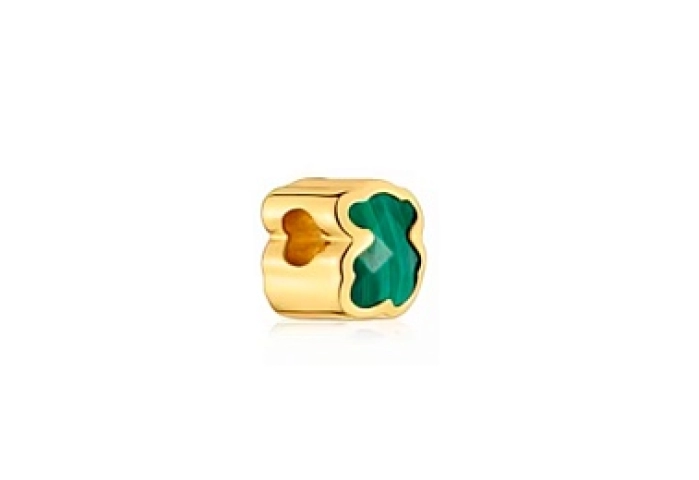 SILVER GOLDPLATED PENDANT BEAR MALACHITE