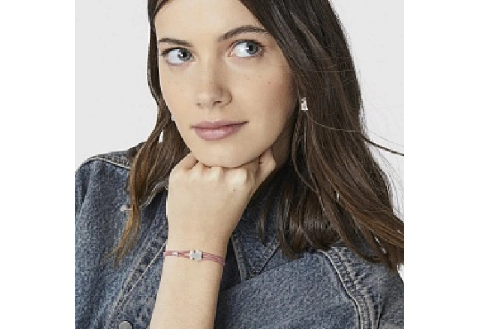 SILVER BRACELET BEAR PINK ELASTIC BAND