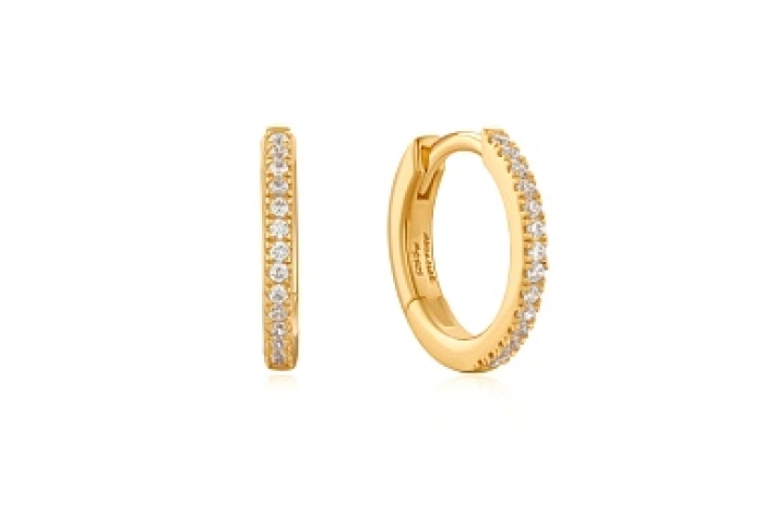Gold Classic Pavé Huggies