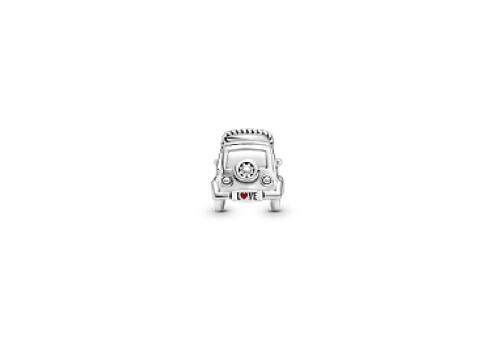 Car sterling silver charm with red enamel